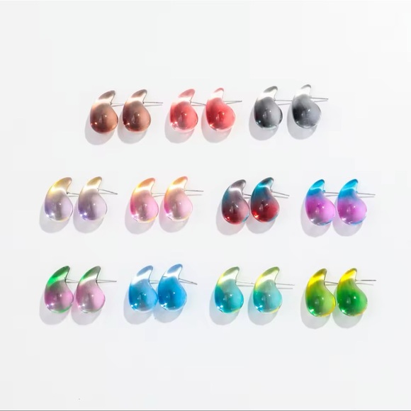 ▪️Transparent Red Resin Waterdrop Earrings - Picture 15 of 15